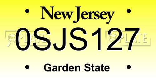 0SJS127 New Jersey License Plate