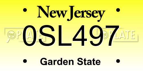 0SL497 New Jersey License Plate