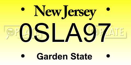 0SLA97 New Jersey License Plate