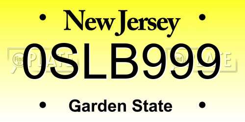 0SLB999 New Jersey License Plate