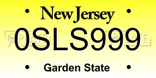 0SLS999 New Jersey License Plate