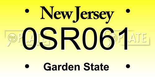 0SR061 New Jersey License Plate