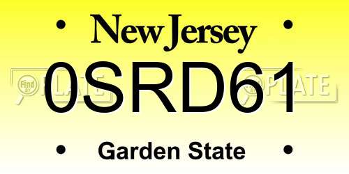 0SRD61 New Jersey License Plate
