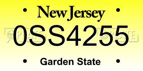0SS4255 New Jersey License Plate