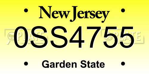 0SS4755 New Jersey License Plate