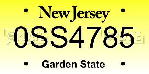 0SS4785 New Jersey License Plate