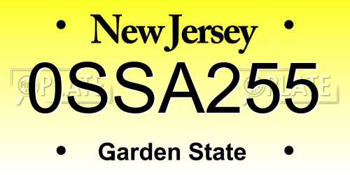 0SSA255 New Jersey License Plate