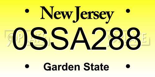 0SSA288 New Jersey License Plate
