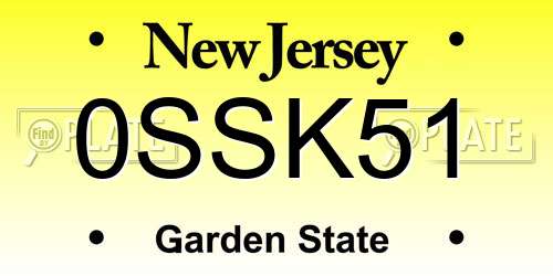 0SSK51 New Jersey License Plate