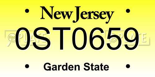 0ST0659 New Jersey License Plate