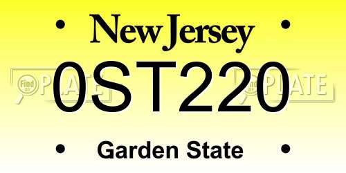 0ST220 New Jersey License Plate