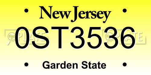 0ST3536 New Jersey License Plate