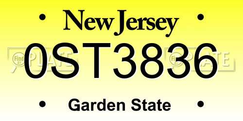 0ST3836 New Jersey License Plate