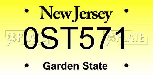 0ST571 New Jersey License Plate