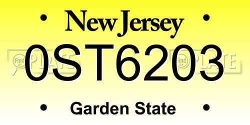 0ST6203 New Jersey License Plate