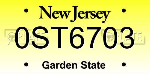 0ST6703 New Jersey License Plate