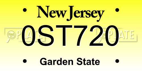 0ST720 New Jersey License Plate