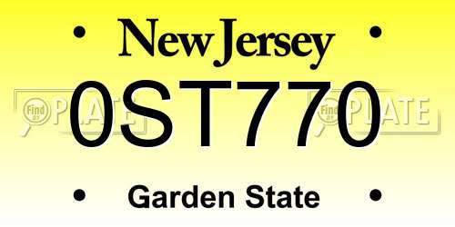 0ST770 New Jersey License Plate