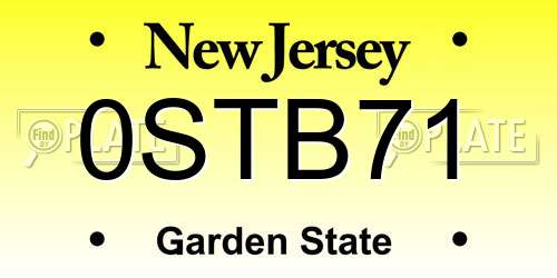 0STB71 New Jersey License Plate