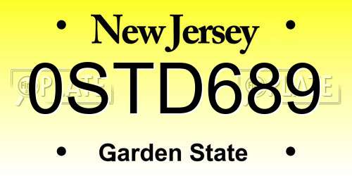 0STD689 New Jersey License Plate