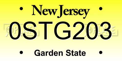 0STG203 New Jersey License Plate