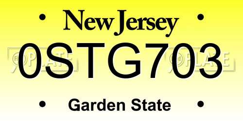 0STG703 New Jersey License Plate