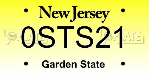 0STS21 New Jersey License Plate