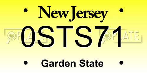0STS71 New Jersey License Plate