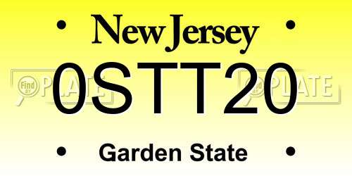 0STT20 New Jersey License Plate