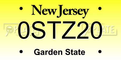 0STZ20 New Jersey License Plate