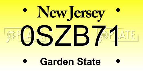 0SZB71 New Jersey License Plate
