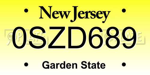 0SZD689 New Jersey License Plate