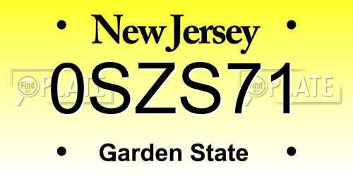 0SZS71 New Jersey License Plate