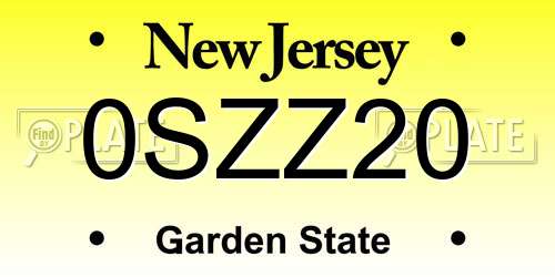 0SZZ20 New Jersey License Plate