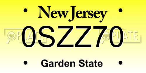 0SZZ70 New Jersey License Plate