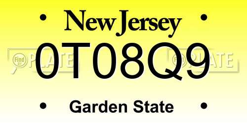 0T08Q9 New Jersey License Plate