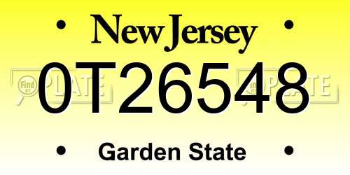 0T26548 New Jersey License Plate