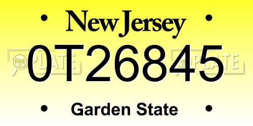 0T26845 New Jersey License Plate