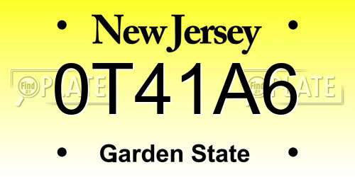 0T41A6 New Jersey License Plate