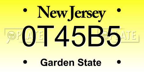 0T45B5 New Jersey License Plate