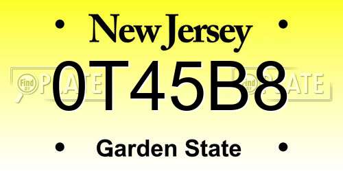 0T45B8 New Jersey License Plate