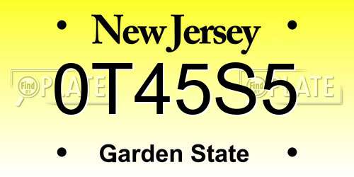 0T45S5 New Jersey License Plate