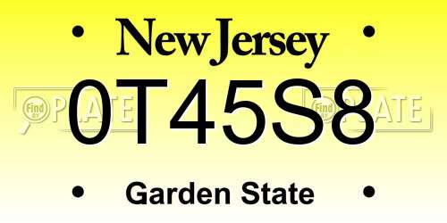 0T45S8 New Jersey License Plate