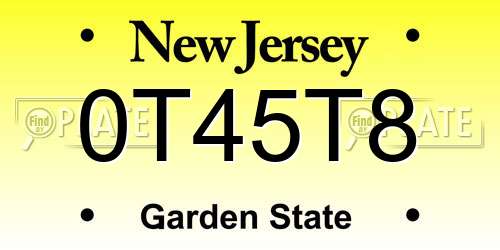 0T45T8 New Jersey License Plate