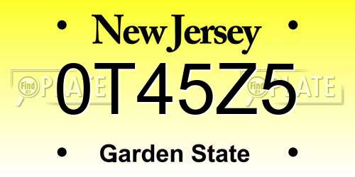 0T45Z5 New Jersey License Plate