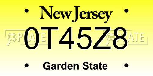 0T45Z8 New Jersey License Plate