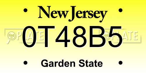 0T48B5 New Jersey License Plate