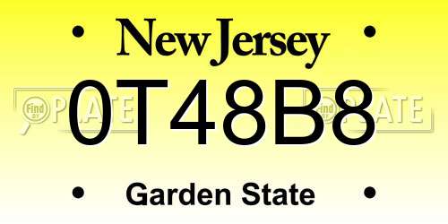 0T48B8 New Jersey License Plate