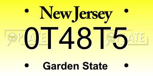 0T48T5 New Jersey License Plate