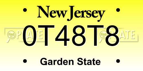 0T48T8 New Jersey License Plate